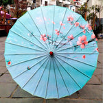 Ombrelle Japonaise Bleue à fleurs Roses - SUNRISE™
