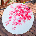 Ombrelle Japonaise Blanche à fleurs Roses - SUNRISE™