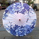 Ombrelle Japonaise Blanche à fleurs Bleues - SUNRISE™
