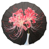 Ombrelle Japonaise Noire à fleurs Roses - SUNRISE™