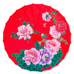 Ombrelle Japonaise Rouge à fleurs Roses - SUNRISE™